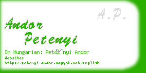 andor petenyi business card